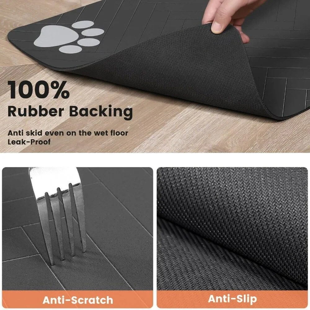Pet Feeding Mat-Absorbent Pet Placemat for Food and Water Bowl, with Waterproof